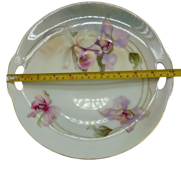 Prov Saxe E.S. Germany 1902 Antique Orchid 10" Hand - Painted Serving Plate - Picture 6 of 7